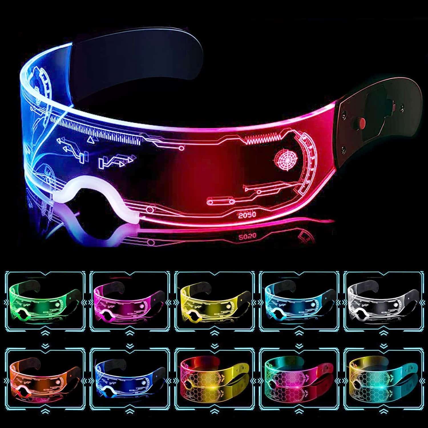 Lunette Led lumineuse Cyberpunk rave techno