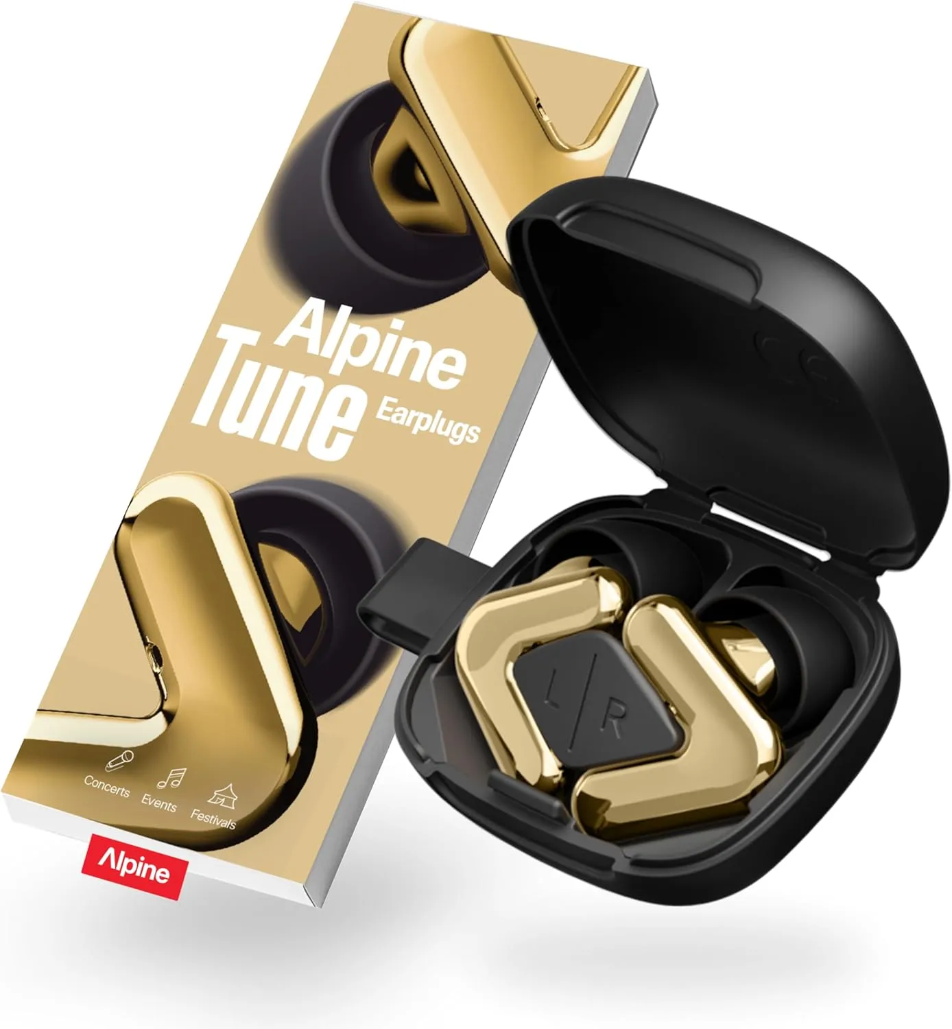 Alpine Tune Bouchons d’Oreilles Protection Auditive pour Concerts, Musique, Festivals et Clubs - Or