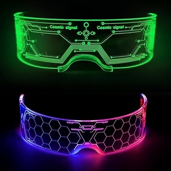 Lot de 2 paires de lunettes Cyberpunk lumineuses à LED Lot de 2 paires de lunettes Cyberpunk lumineuses à LED