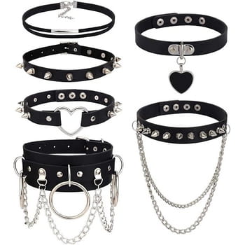 collier en cuir et chaine techno